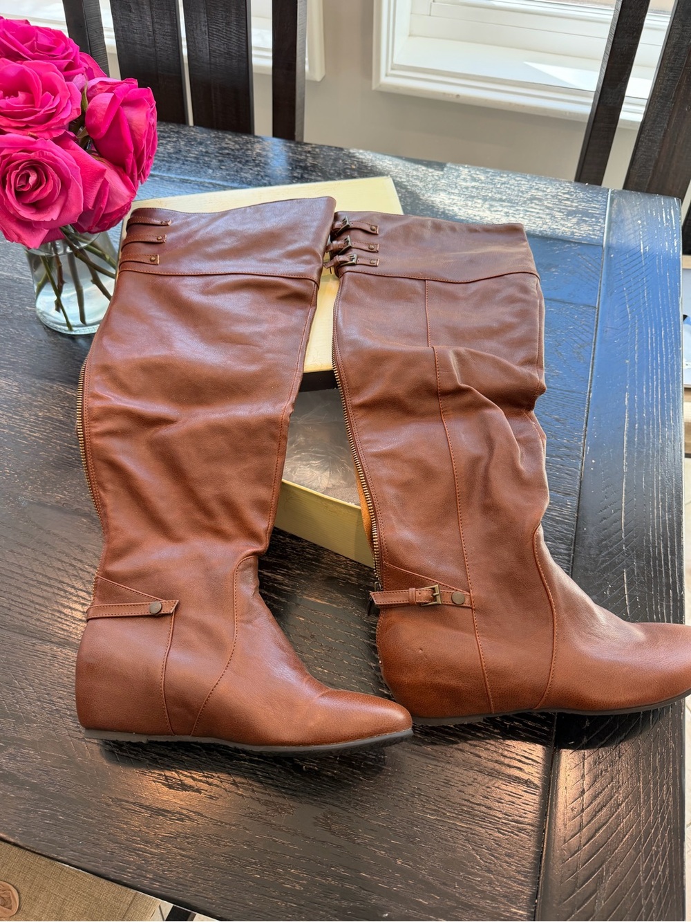 Francesca's Collections Brown Over-the-Knee Faux Leather Boots